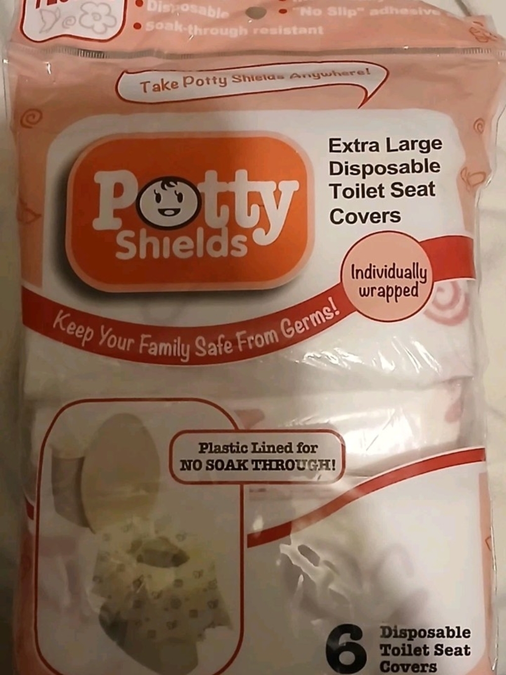 NEW Disposable XL Potty Toilet Seat Covers 6ct Individually Wrapped